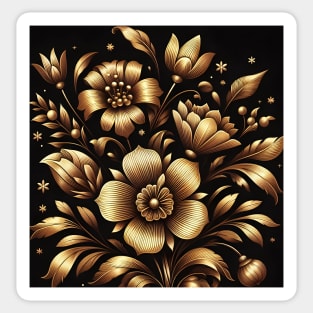 Gold Floral Illustration Sticker